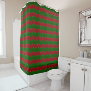 Classic red and green Christmas  Shower Curtain