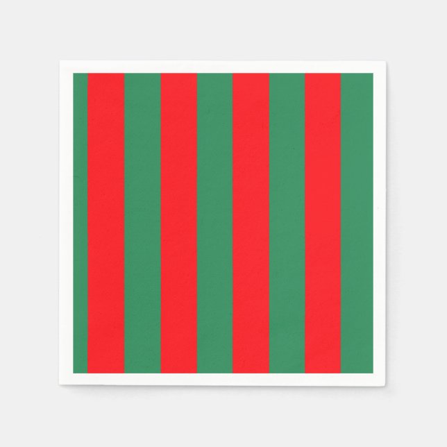 Classic Red and Green Christmas Stripes Napkins (Front)