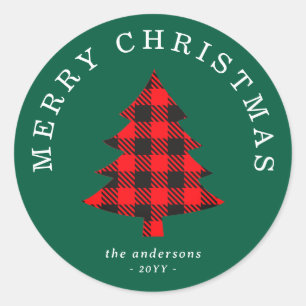 Classic Red and Green Christmas Tree Sticker