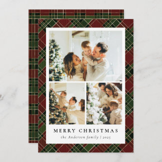 Classic Red and Green & Photo Collage Christmas Holiday Card