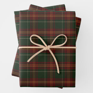 Classic Red and Green Plaid Christmas Wrapping Paper Sheets