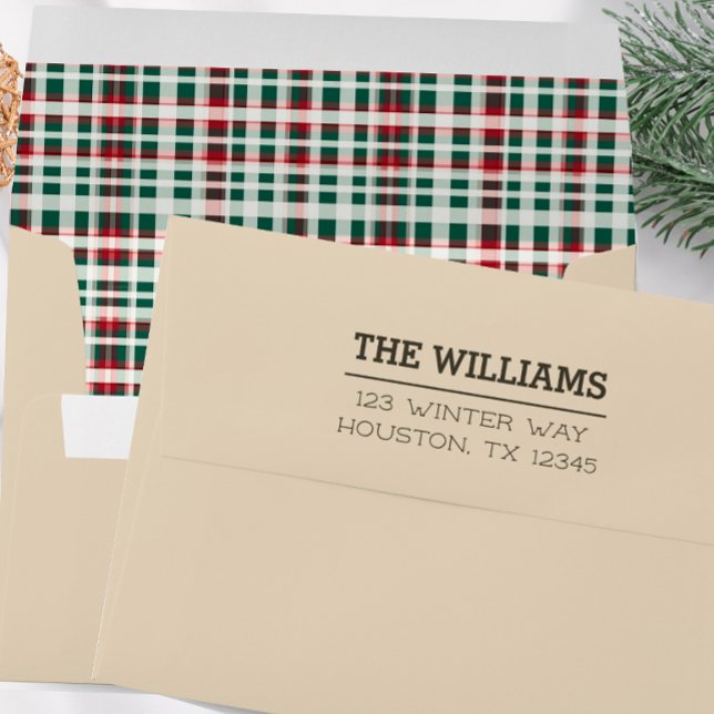 Classic Red and Green Plaid Country Holiday Envelope (Creator Uploaded)