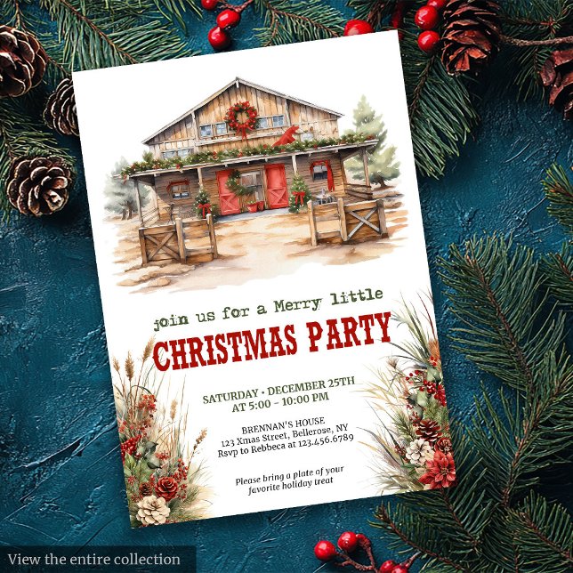 Classic red and green ranch Christmas party invite (Classic red and green ranch Christmas party invite

)