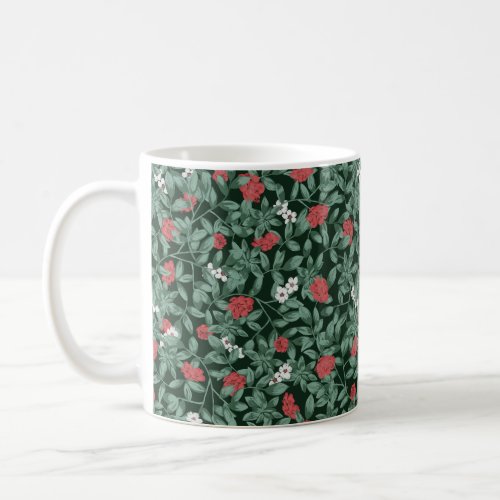 Classic Red and Green Vintage Floral Marigold Mug