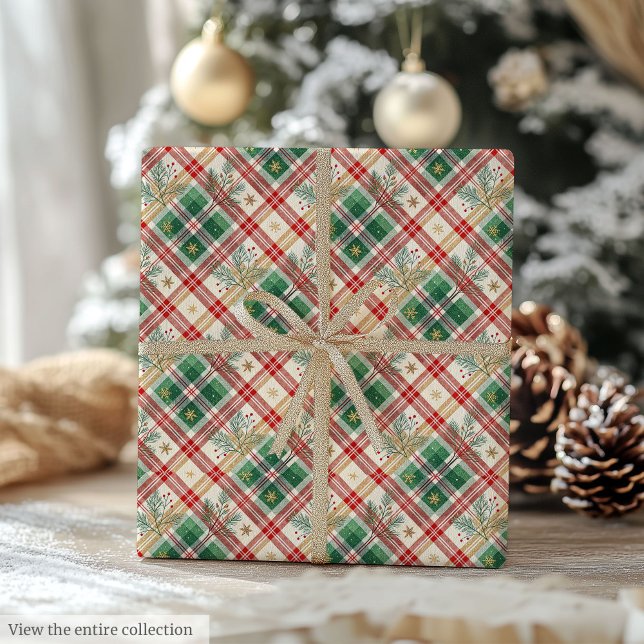 Classic red and green watercolor plaid gift wrap (Classic red and green watercolor plaid gift wrap roll)
