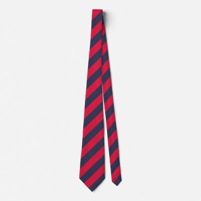 Classic Red and Navy Blue Stripes Tie (Front)