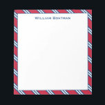 Classic Red and Navy Diagonal Tie Stripe Pattern Notepad<br><div class="desc">Classic tie stripe in red and navy. Original pattern by Boatman Geller.</div>