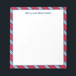 Classic Red and Navy Diagonal Tie Stripe Pattern Notepad<br><div class="desc">Classic tie stripe in red and navy. Original pattern by Boatman Geller.</div>
