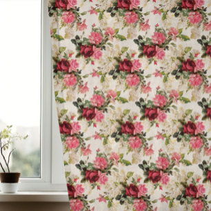 Classic Red and Pink Roses Traditional Sheer Curtains