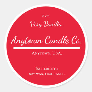 Classic Red and White Candle Jar Label