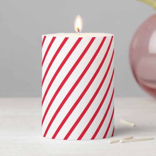 Classic Red and White Candy Cane Stripes  Pillar Candle