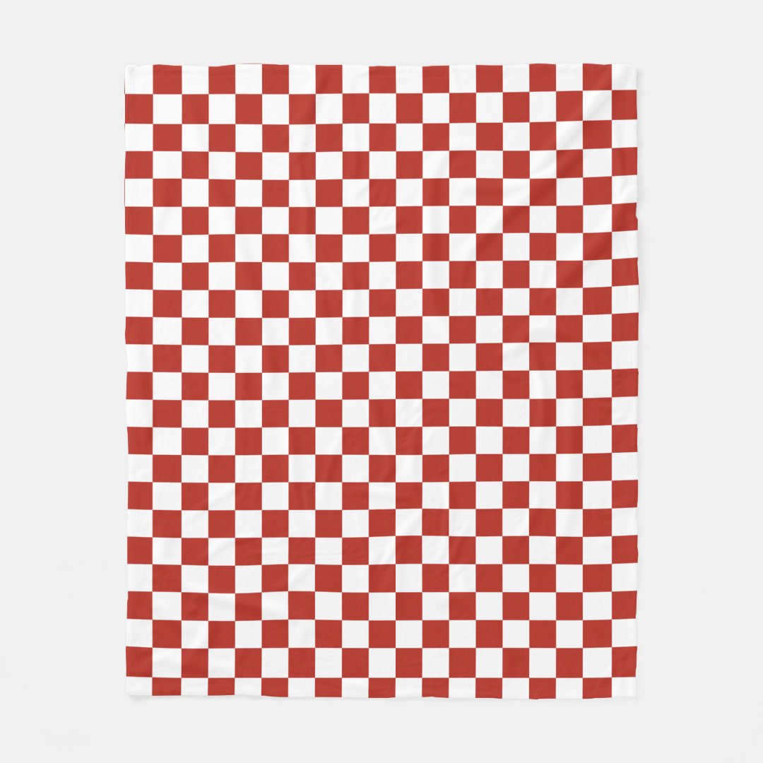 Classic Red and White Checkerboard Fleece Blanket Zazzle