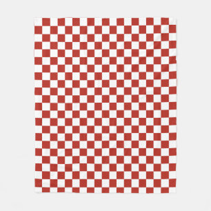 Classic Red and White Checkerboard Fleece Blanket