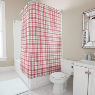 Classic Red and White Checkered Pattern Shower Curtain