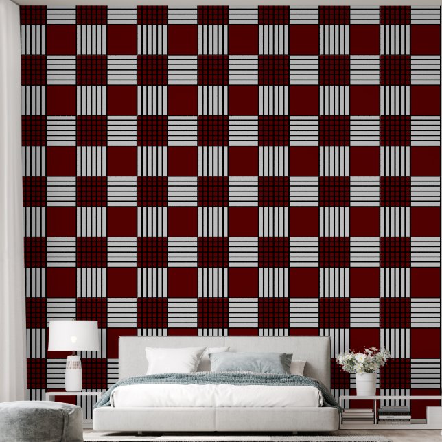 Classic Red and White Checkered Wallpaper (Bedroom)