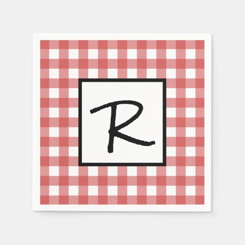 Classic Red and White Gingham BBQ Picnic Party Napkins