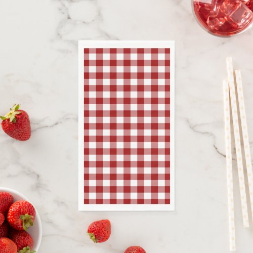 Classic Red and White Gingham Check Paper Guest Towels