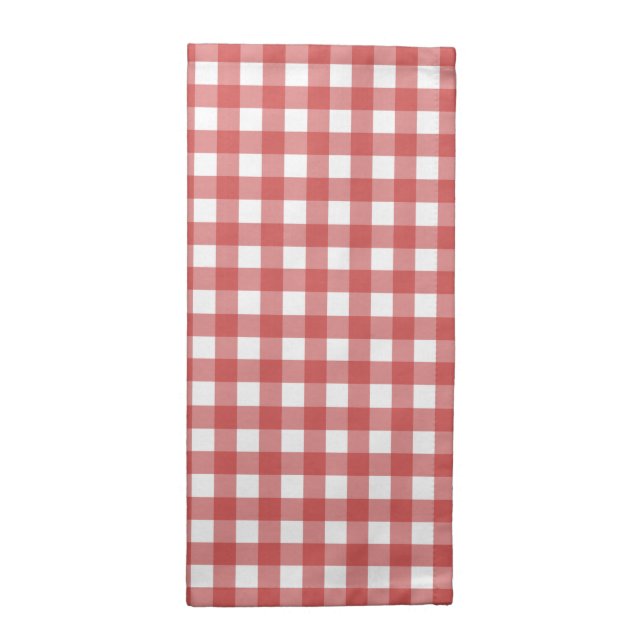 Classic Red and White Gingham Cloth Napkin (Half Fold)