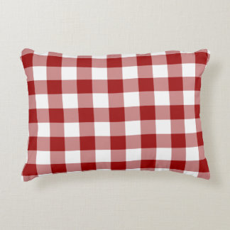 Classic Red and White Gingham Pattern Accent Pillow