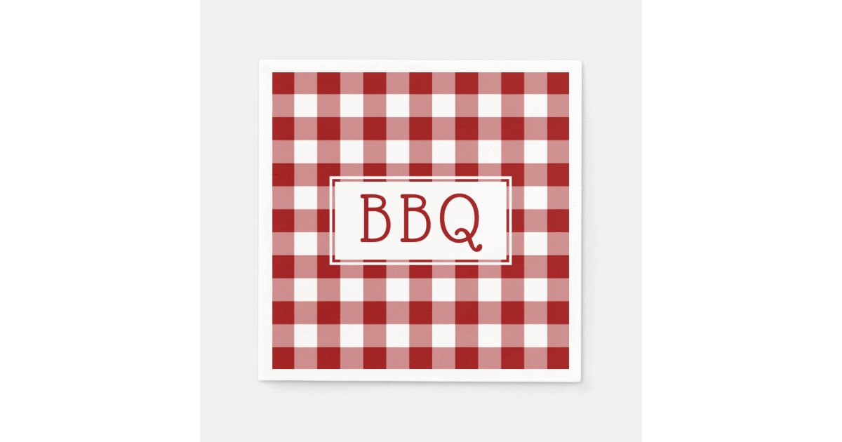 Classic Red and White Gingham Pattern BBQ Party Napkins Zazzle