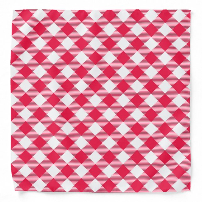 Classic Red and White Gingham Pattern Rustic Bandana (Front)