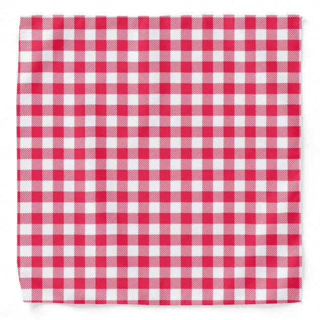 Classic Red and White Gingham Pattern Rustic Bandana (Front)