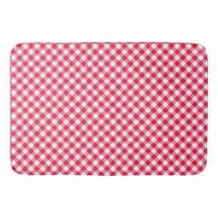 Classic Red and White Gingham Pattern Rustic Bath Mat