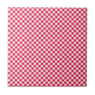 Classic Red and White Gingham Pattern Rustic Ceramic Tile