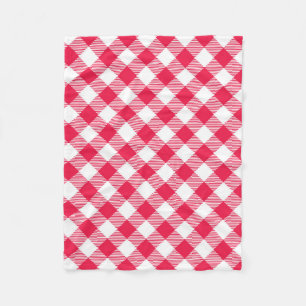 Classic Red and White Gingham Pattern Rustic Fleece Blanket