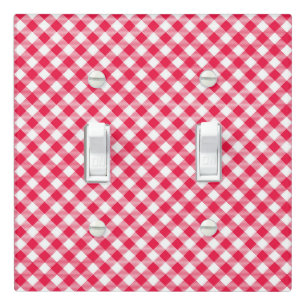 Classic Red and White Gingham Pattern Rustic Light Switch Cover