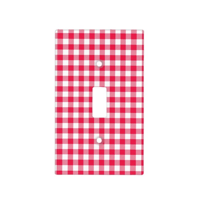 Classic Red and White Gingham Pattern Rustic Light Switch Cover (Front)