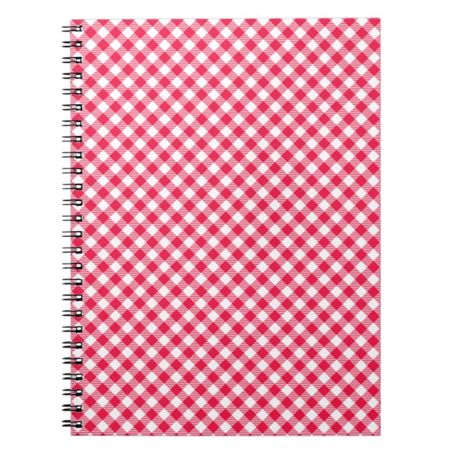 Classic Red and White Gingham Pattern Rustic Notebook (Front)