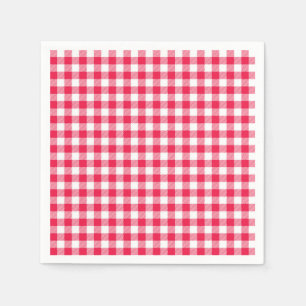 Classic Red and White Gingham Pattern Rustic Paper Napkins