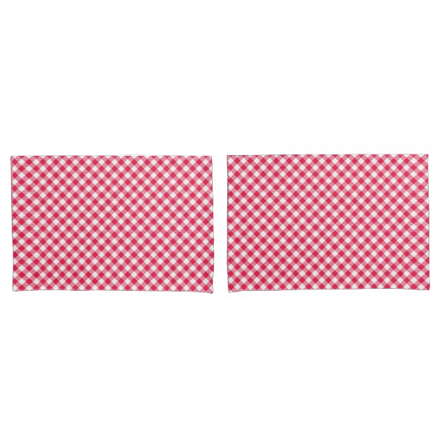 Classic Red and White Gingham Pattern Rustic Pillow Case (Front-Set)
