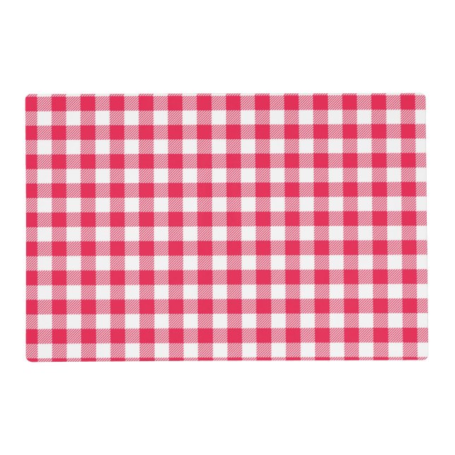 Classic Red and White Gingham Pattern Rustic Placemat (Front)