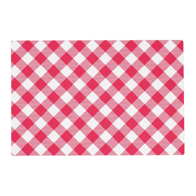 Classic Red and White Gingham Pattern Rustic Placemat (Front)