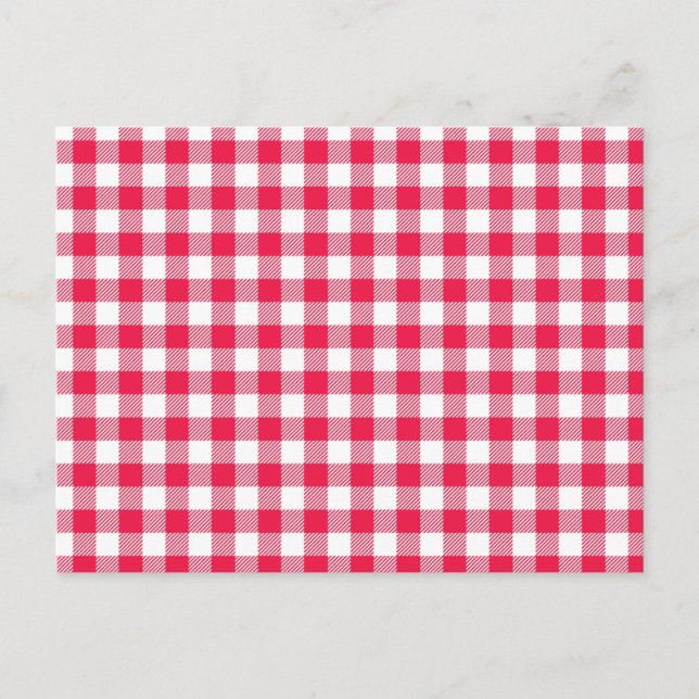 Classic Red and White Gingham Pattern Rustic Postcard (Front)