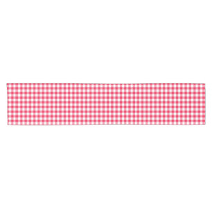 Classic Red and White Gingham Pattern Rustic Short Table Runner