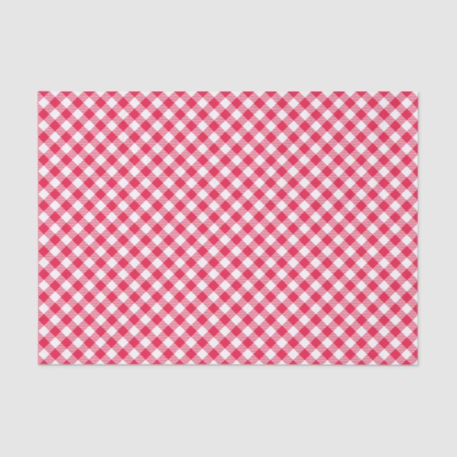Classic Red and White Gingham Pattern Rustic Tissue Paper (Front)