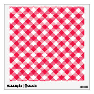 Classic Red and White Gingham Pattern Rustic Wall Sticker
