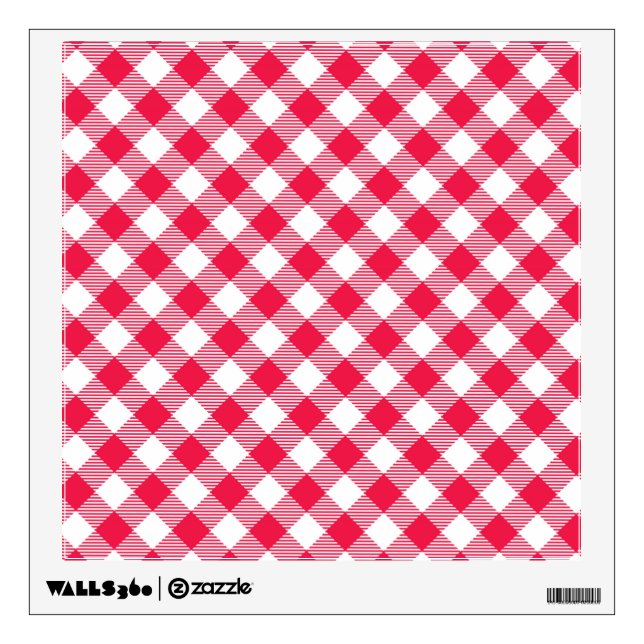 Classic Red and White Gingham Pattern Rustic Wall Sticker (Front)