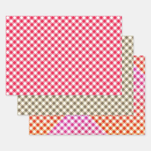 Classic Red and White Gingham Pattern Rustic Wrapping Paper Sheets