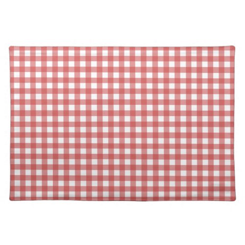 Classic Red and White Gingham Picnic Party Cloth Placemat