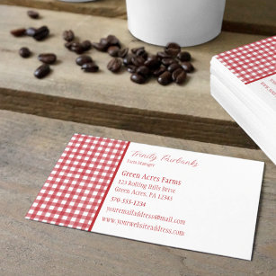 Classic Red and White Gingham Plaid  Business Card
