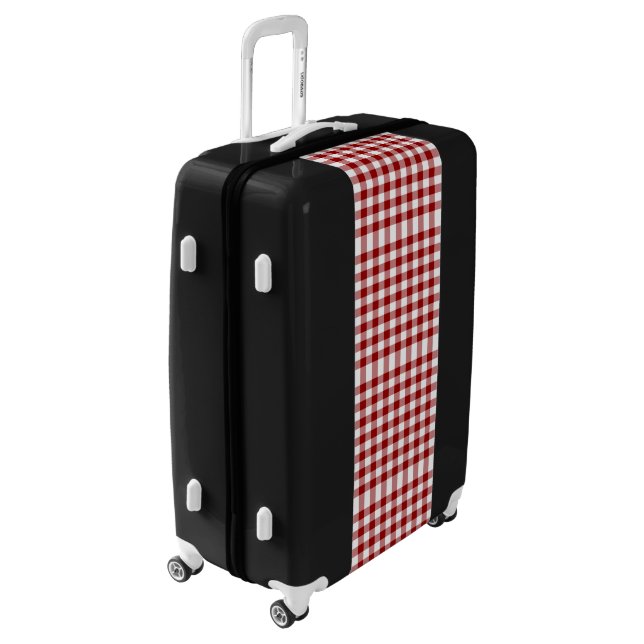 Classic Red and White Gingham Plaid Luggage (Rotated Left)