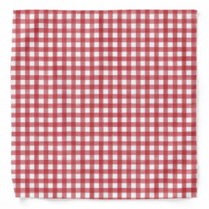 Classic Red and White Gingham Plaid Patterned Bandana