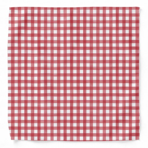 Classic Red and White Gingham Plaid Patterned Bandana