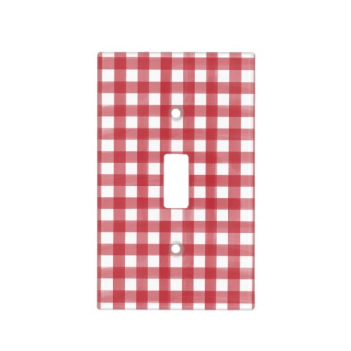 Classic Red and White Gingham Plaid Patterned Light Switch Cover