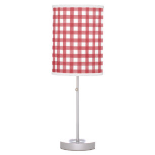 Classic Red and White Gingham Plaid Patterned Table Lamp