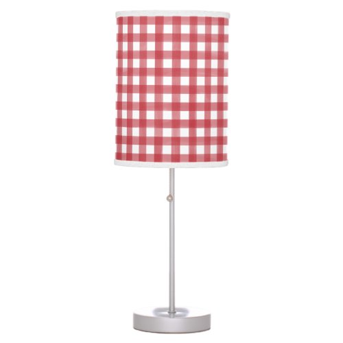 Classic Red and White Gingham Plaid Patterned Table Lamp